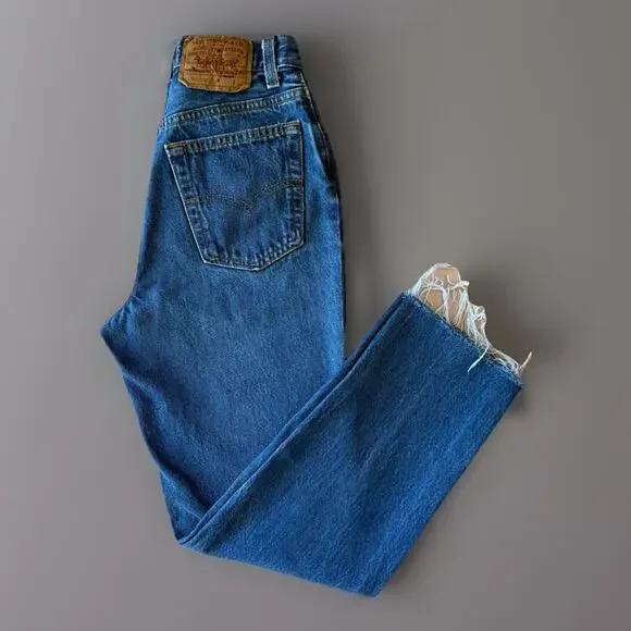 Vintage Levis 501 Jeans 25 Blue 80s Denim Made in USA Workwear Non Selvedge - Picture 1 of 10
